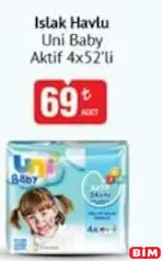 UNİ BABY ISLAK MENDİL 4X52'Lİ fiyat ve kampanya bilgisi